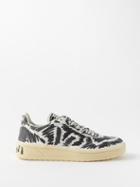 Marni X Veja - V-10 Scribble-print Leather Trainers - Womens - Black & White