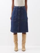 A.p.c. - Jade Denim Midi Skirt - Womens - Dark Blue