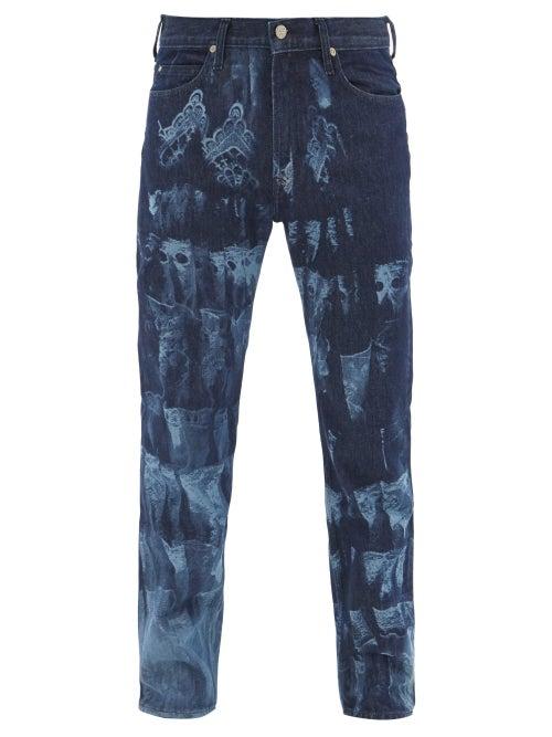 Matchesfashion.com Stefan Cooke - X Lee Rider Printed Slim-leg Jeans - Mens - Blue
