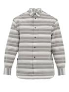 Matchesfashion.com Lanvin - Oversized Striped Cotton And Silk Blend Shirt - Mens - Grey