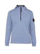 Matchesfashion.com Stone Island - Half Zip Cotton Hooded Sweatshirt - Mens - Light Purple