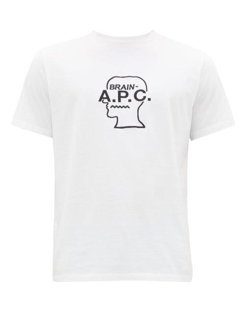 Matchesfashion.com A.p.c. - X Brain Dead Logo Embroidered Cotton T Shirt - Mens - White
