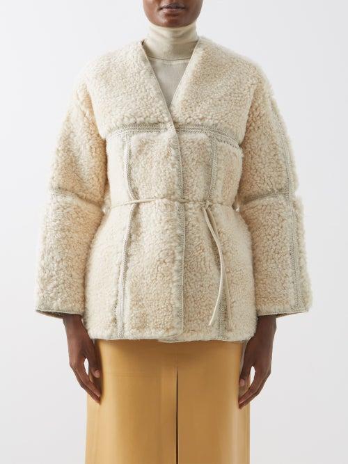 Zimmermann - Kaleidoscope Panelled Shearling Jacket - Womens - Light Beige