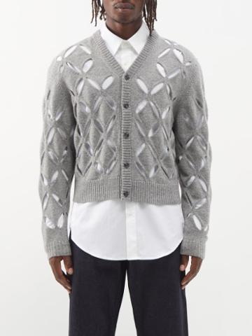 Stefan Cooke - Cutout Wool Cardigan - Mens - Grey