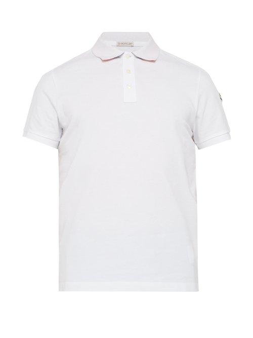 Matchesfashion.com Moncler - Maglia Logo Appliqu Cotton Piqu Polo Shirt - Mens - White
