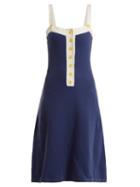 Matchesfashion.com Staud - Captain Cotton Blend Dress - Womens - Blue White