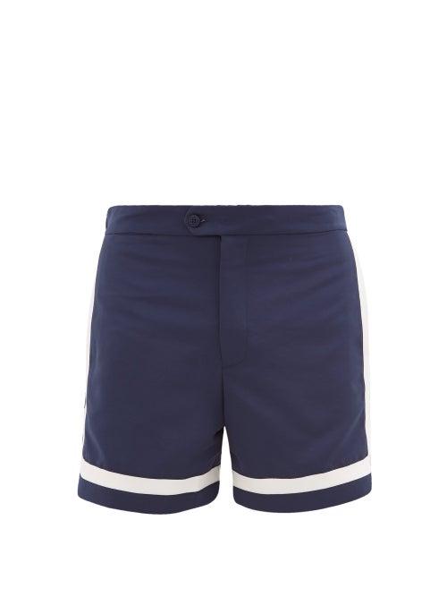 Matchesfashion.com Odyssee - Maymes Grosgrain-trimmed Swim Shorts - Mens - Navy