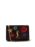 Matchesfashion.com Saint Laurent - Kate Beaded Monogram Suede Cross Body Bag - Womens - Black Multi