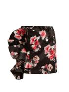 Msgm Floral-print Ruffled Satin Mini Skirt