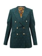 Matchesfashion.com Gucci - Gg Pinstripe Double Breasted Wool Twill Blazer - Womens - Green Multi