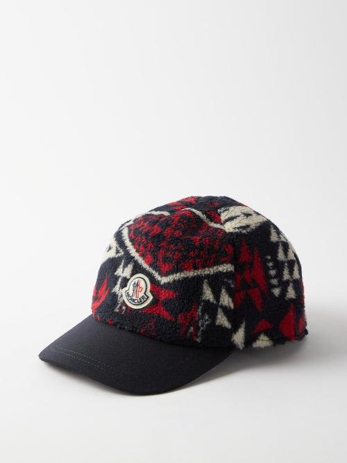 Moncler - Logo-patch Shearling Baseball Cap - Mens - Navy Multi