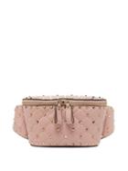 Matchesfashion.com Valentino - Rockstud Spike Quilted Leather Belt Bag - Womens - Light Pink