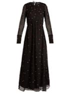 Jupe By Jackie Tom Collins Flower-embroidered Silk Maxi Dress
