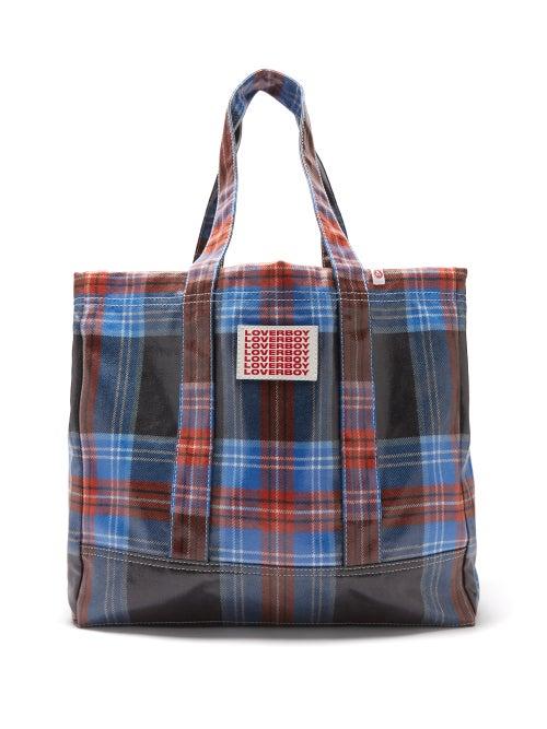 Mens Bags Charles Jeffrey Loverboy - Logo-patch Tartan Coated-twill Tote Bag - Mens - Multi
