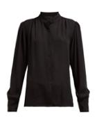 Matchesfashion.com Nili Lotan - Lorena Gathered Crepe Shirt - Womens - Black