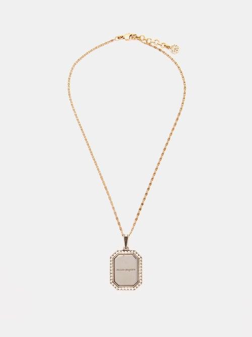 Alexander Mcqueen - Logo-engraved Medallion Necklace - Womens - Gold/silver