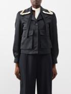 Wales Bonner - Moonlight Sequin-collar Satin Jacket - Womens - Black White