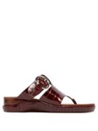 Matchesfashion.com Chlo - Crocodile Embossed Asymmetric Leather Sandals - Womens - Brown