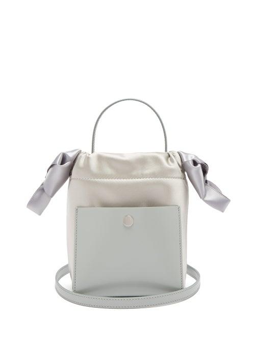 Matchesfashion.com Sophie Hulme - Knot Nano Leather And Satin Bag - Womens - Light Blue