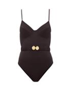 Matchesfashion.com Reina Olga - Loren Belted Underwired Swimsuit - Womens - Black