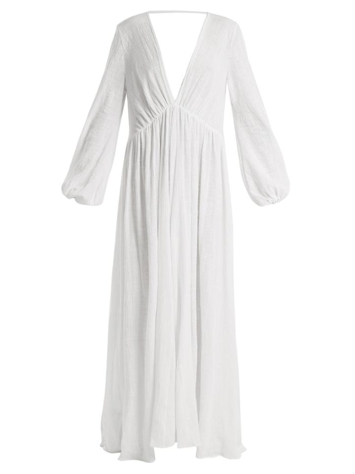 Kalita Aphrodite Deep V-neck Raw-cotton Maxi Dress