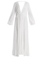 Kalita Aphrodite Deep V-neck Raw-cotton Maxi Dress