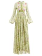Matchesfashion.com Giambattista Valli - Floral-print Silk-georgette Gown - Womens - Green Print
