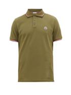 Matchesfashion.com Moncler - Tipped-trim Logo-plaque Cotton-piqu Polo Shirt - Mens - Khaki