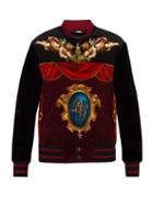 Matchesfashion.com Dolce & Gabbana - Cherub Print Velvet Bomber Jacket - Mens - Black