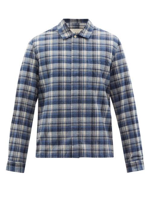 Matchesfashion.com Folk - Patch Check Cotton-twill Shirt - Mens - Blue Multi
