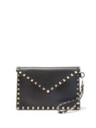 Ladies Bags Valentino Garavani - Rockstud Leather Envelope Pouch - Womens - Black