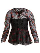 Matchesfashion.com Isa Arfen - Polka Dot Flocked Gathered Tulle Top - Womens - Black Multi