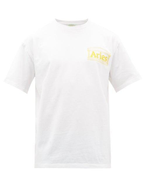 Matchesfashion.com Aries - Temple Logo Cotton T Shirt - Mens - White