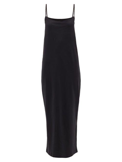 Matchesfashion.com Raey - Square-neck Cotton-blend Jersey Slip Dress - Womens - Black