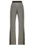 Matchesfashion.com Loewe - Houndstooth Leather Trim Trousers - Womens - Black White