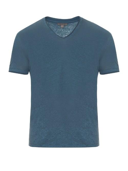 John Varvatos V-neck Linen T-shirt