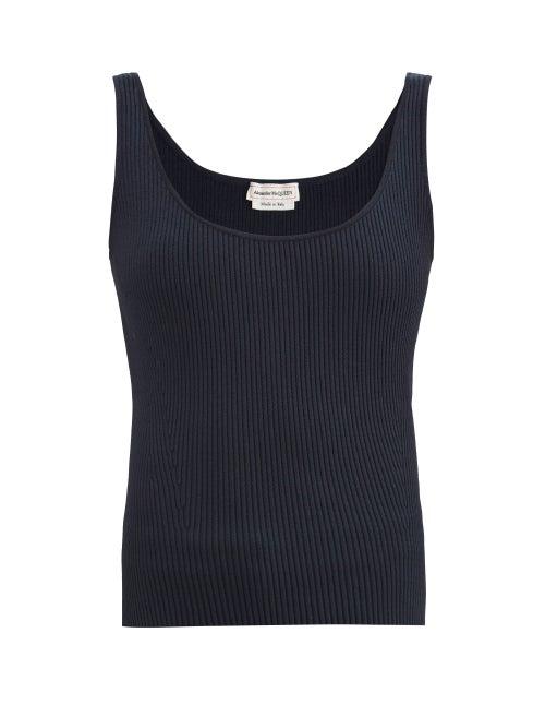 Matchesfashion.com Alexander Mcqueen - Round-neck Ribbed Tank Top - Womens - Navy