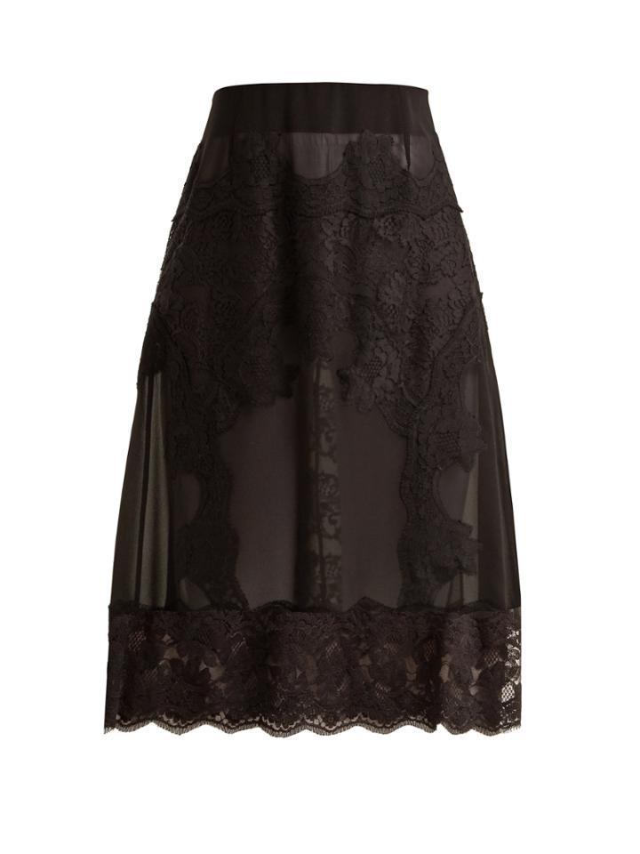 Dolce & Gabbana Lace-appliqu Georgette Skirt