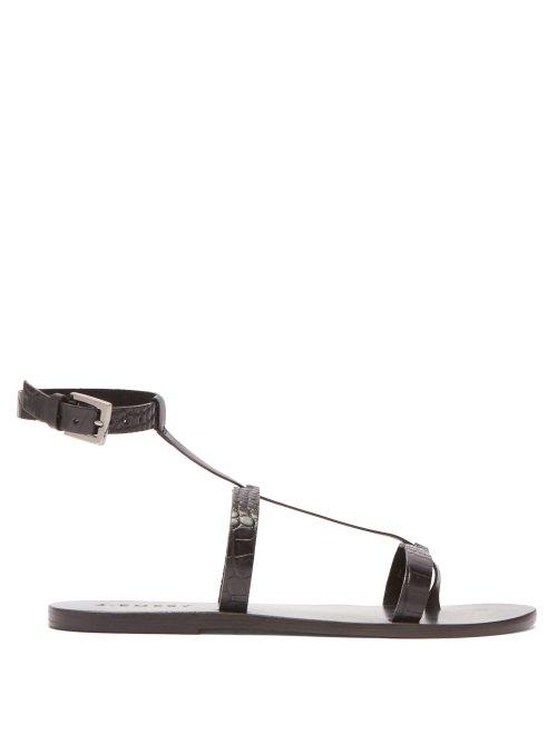 Matchesfashion.com A.emery - Francis Crocodile Effect Leather Sandals - Womens - Black