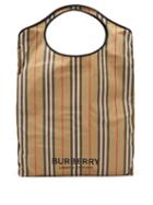 Burberry - Icon-stripe Recycled-fibre Tote Bag - Womens - Beige Multi