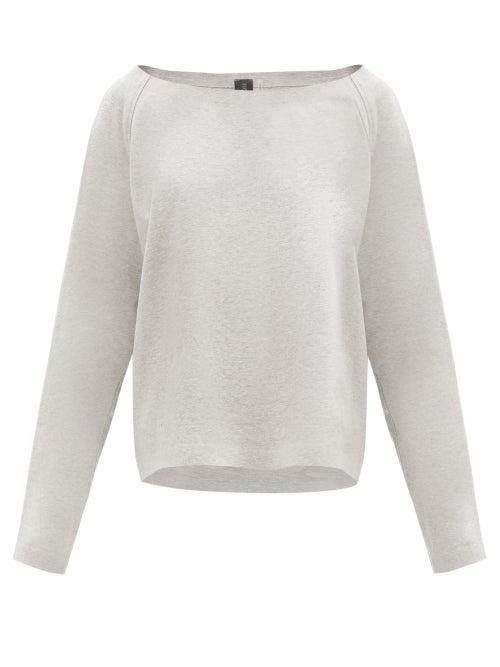 Matchesfashion.com Norma Kamali - One-shoulder Cotton-blend Jersey Sweatshirt - Womens - Light Grey