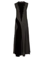 Matchesfashion.com Loewe - Velvet Panelled Crepe Maxi Dress - Womens - Black