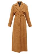 Matchesfashion.com Khaite - Blythe Checked Wool Trench Coat - Womens - Brown Multi