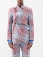 Charles Jeffrey Loverboy - Asymmetric Checked Cotton Jacket - Mens - Blue Red
