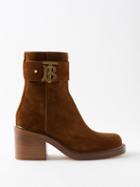 Burberry - Tb 65 Suede Ankle Boots - Womens - Light Brown