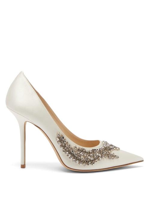 Matchesfashion.com Jimmy Choo - Love Crystal-embellished Satin Pumps - Womens - White