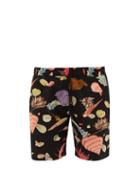 Matchesfashion.com Nipoaloha - The Hundred Shellfish Printed Cotton-poplin Shorts - Mens - Black Multi