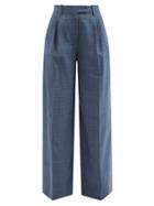 Altuzarra - Bendix Wide-leg Wool-blend Hopsack Suit Trousers - Womens - Dark Blue