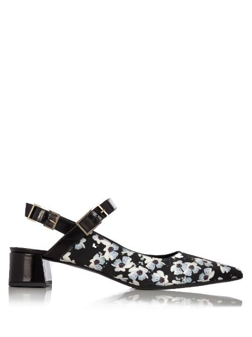 Erdem Aerina Rose-print Satin Pumps