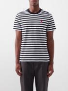 Ami - Ami De Caur-logo Striped Cotton-jersey T-shirt - Mens - Black Stripe